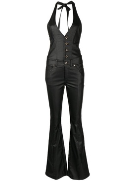 Cynthia button-down halterneck jumpsuit