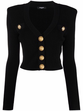 logo-button cropped knitted cardigan