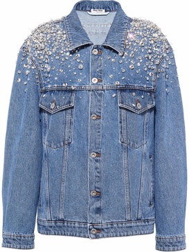 crystal-embellished denim jacket