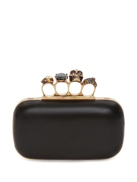 leather Skull Four-Ring clutch bag