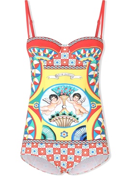 Carretto-print balconette swimsuit