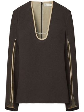 ruched jersey knit blouse 