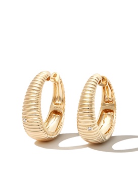 9kt yellow gold diamond hoop earrings