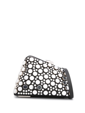 Midnight stud-embellished leather clutch bag