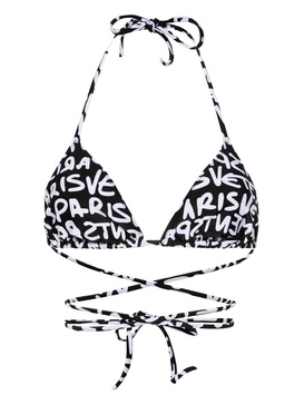 logo-print triangle bikini top