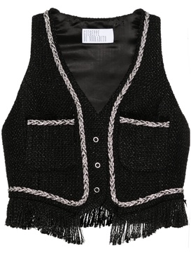 Rhinestone-Embellished Boucle Vest