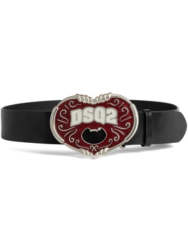 logo-plaque leather belt