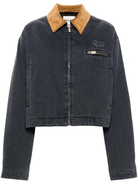 corduroy-collar padded denim jacket