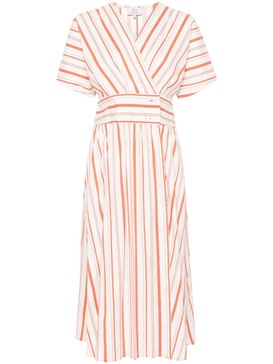 striped wrap midi dress