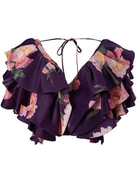 ruffled floral-print top