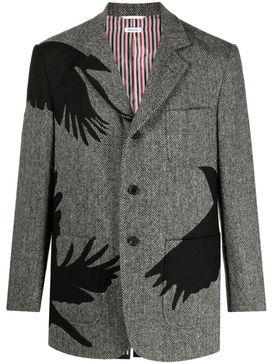 Harris-tweed raven-embroidered blazer