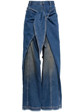 draped wide-leg jeans