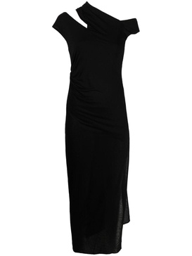 asymmetric jersey midi-dress