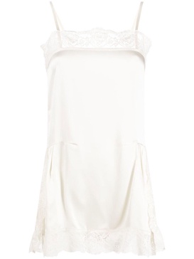 lace-trim silk slip dress