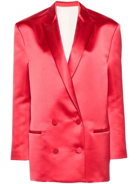 double-breasted satin blazer