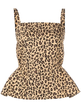 leopard-print peplum vest top 