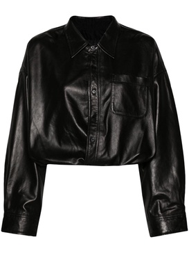 long-sleeves leather shirt