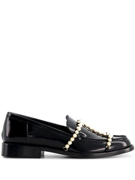 pearl-embellished leather loafers