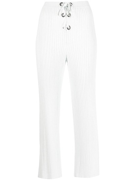 ribbed-knit eyelet lace-up trousers