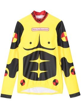 Dummy-print long-sleeve cycling top