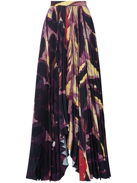 Lemna abstract-print pleated skirt