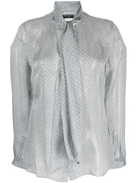 geometric-pattern silk blouse