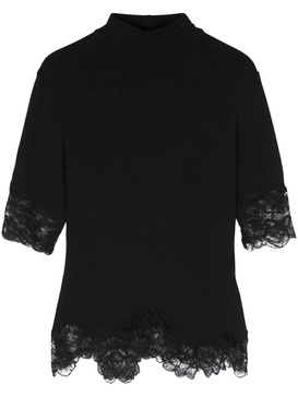 lace-panelled T-shirt