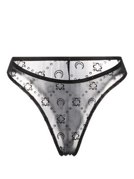 Crescent-moon flocked mesh briefs