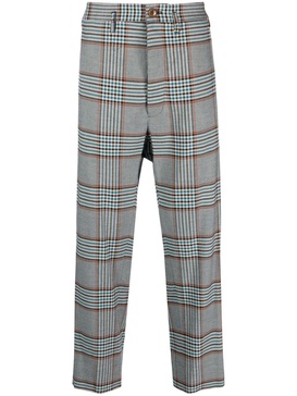 Cruise tartan-check drop-crotch trousers