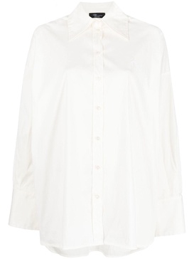 logo-embroidered drop-shoulder shirt