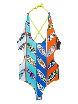 graphic-print cut-out swimsuit