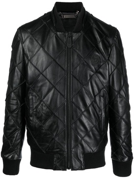 quilted leather bomber jacket