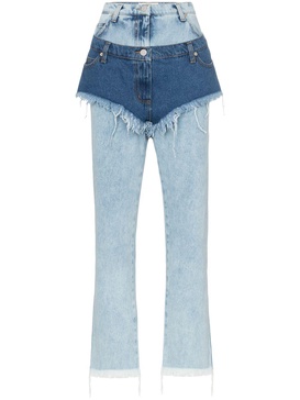 high waist layered shorts jeans 