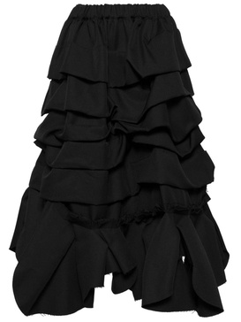 ruffled tiered midi skirt