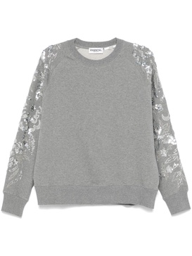 sequin and bead-embellished sweatshirt