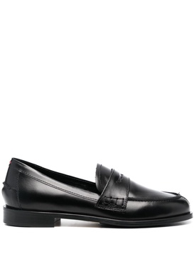 round-toe leather loafers