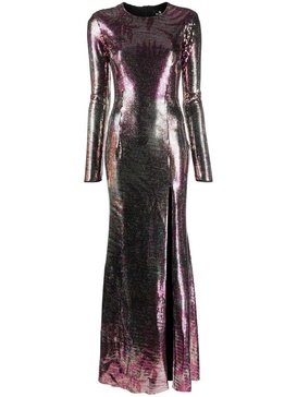 metallic floor-length dress