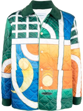 graphic-print quilted shirt jacket