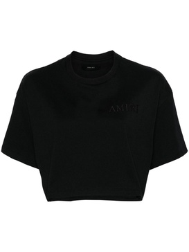 embroidered-logo cropped T-shirt