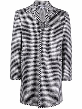 houndstooth-pattern single-breasted coat