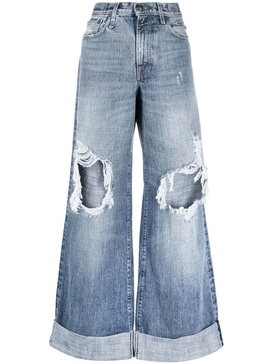 ripped wide-leg jeans