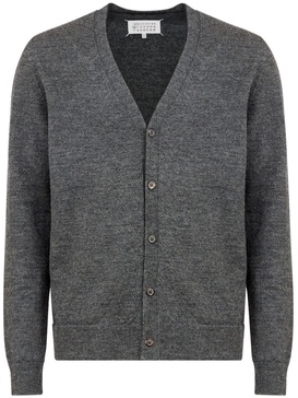 elbow-patch fine-knit cardigan