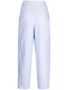 high-waisted striped cropped trousers