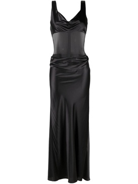 sheer-panel cowl-neck gown