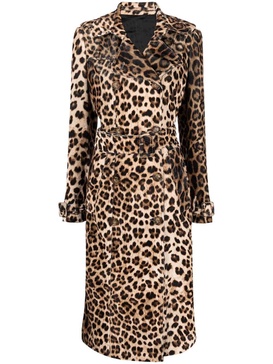 leopard-print trench coat