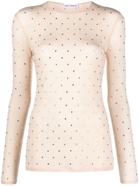 crystal-embellished semi-sheer top