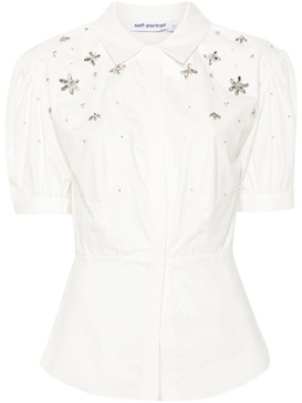 gem-embellished cotton blouse