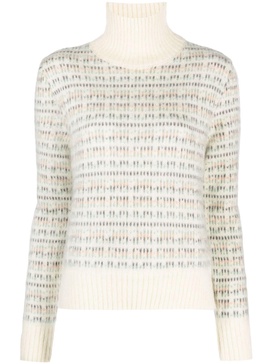 patterned intarsia-knit high-neck jumper