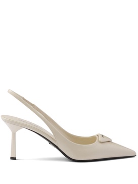 75mm Saffiano leather slingback pumps