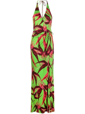 King Tide floral-print halterneck dress